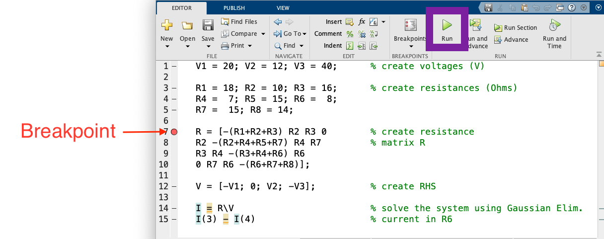 Window showing how to run a script file